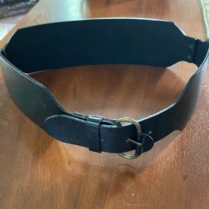 Barneys New York Vintage Black Leather Waist Belt